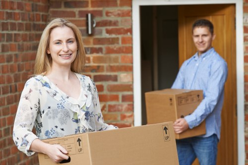 Careful packing of office equipment for a commercial removal