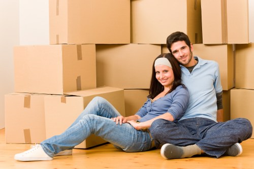 Office equipment and files being organised for Hounslow moving services